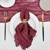 Serviettes de table bon marché en gaze de lin vert sauge bordeaux, serviettes de table en lin blanc pour mariage, serviettes de table en tissu de lin vert lavables