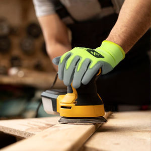 قفازات عمل للحدائق من البولي يوريثان بشعار PRI وألوان مخصصة، قفازات نايلون محبوكة بدون درزات مع طلاء البولي يوريثان على راحة اليد للمستودعات والساحات - Product Image 4