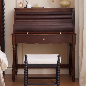 French Style Dressing <b>Table</b> Solid Wood Retro Bedroom <b>Makeup</b> Vanity With Storage Drawer Narrow Design - Product Image 3