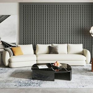 Juego de Sofás Curvos Estilo Crema Saint-Germain con Relleno de Esponja de Alta Densidad y Cubierta de Tela Compuesta <span class=keywords><strong>para</strong></span> Sala de Estar - Product Image 3