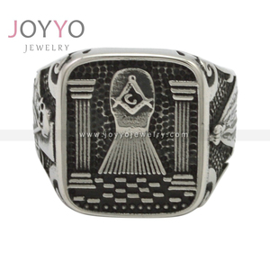 Trang Sức Đầu Lâu Phong Cách Punk Nhẫn Mason Cho Nam Trang Sức Hội Tam Điểm Bằng Thép Không Gỉ Nhẫn Ngón Tay Nam Bằng Titan Hình Vuông - Product Image 2