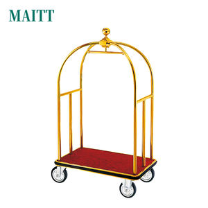 Carrito de equipaje de vestíbulo de hotel personalizado al por mayor, carro de mano dorado, transporte de equipaje de aeropuerto - Product Image 1