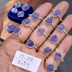 Anillos de Plata de Ley con Tanzanita Natural en Bruto, Precio al por Mayor, Joyería de Plata - Product Image 3