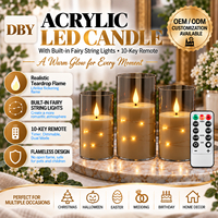 Bougie LED à télécommande, grise, en acrylique, sans flamme, alimentée par piles, pour Noël, ambiance festive à la maison