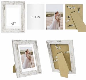 Cadre <span class=keywords><strong>photo</strong></span> en bois fait main personnalisé, en verre véritable et cadre en bois blanc vieilli, pour mur ou table - Product Image 2