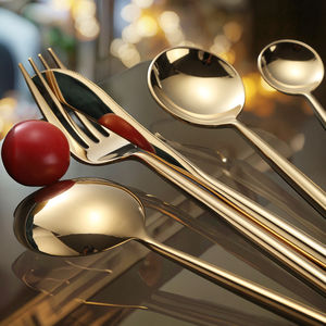 Style européen portugais ménage en acier inoxydable 304 ensemble de vaisselle <span class=keywords><strong>or</strong></span> Style occidental en plastique trois quatre pièces couteau à steak - Product Image 3