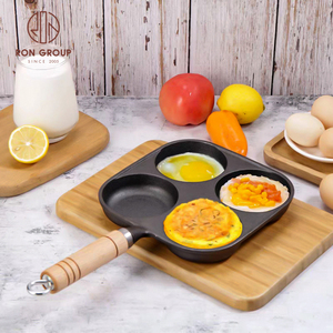 Marmite en fonte à quatre compartiments pour une cuisson multifonctionnelle et un ensemble de restaurant avec poignée en bois - Product Image 1