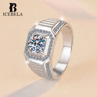 Bague en argent sterling S925 de style classique de luxe avec moissanite 1 carat pour homme