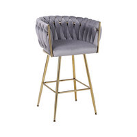 Chaise haute de luxe moderne en acier inoxydable pour manger chaise de bar haute réglable en gris pour les bars et restaurants à la maison