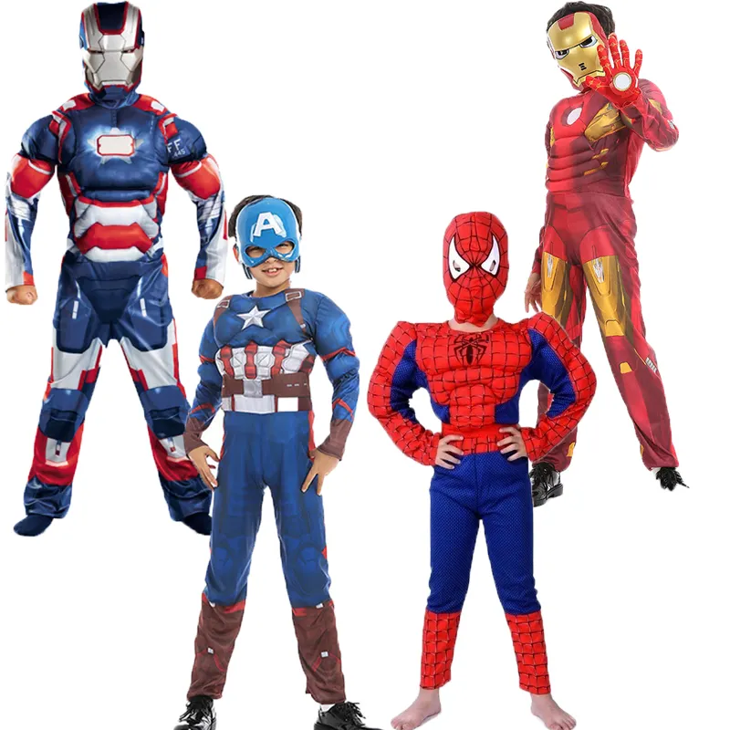 Ironman CaptainAmerica Spiderman Muscle Children Halloween Costume Superhero tv&movie Cosplay Costume