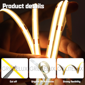 Bande LED COB haute efficacité 24V 140lm/W 480 LED/m PCB 10mm pour affichage en magasin et présentation en vitrine - Product Image 3