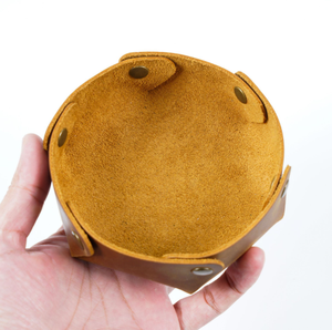 Plateau à dés rond pliable en cuir véritable de haute qualité, accessoire de jeu de table durable, organiseur de bijoux classique pour cadeaux - Product Image 4