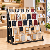 Étagère de présentation en bois pour comptoir, présentoir multi-niveaux pour cartes avec supports transparents pour magasin