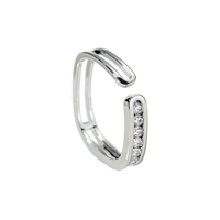 Bague ajustable double bande en argent brillant avec zircone cubique, polie, pour femme, cadeau idéal