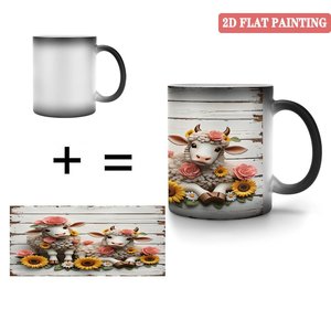 Taza de Sublimación por Transferencia de Calor de 11 oz, Taza Mágica de Cerámica Negra Esmerilada que Cambia de Color - Product Image 4