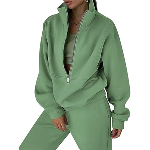 Özel logo spor giyim eğitim bayan eşofman düz salon seti artı boyutu kadın 2 parça setleri - Product Image 5