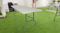 Table de banquet pliable en résine 8 pi x 30 po avec cadre en fer, design contemporain, mobilier d'hôtel, pliable, portable, facile à nettoyer