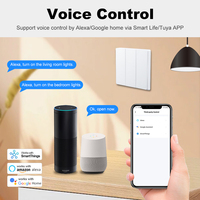 Interruptor de Luz Inteligente WiFi Tuya, Interruptor de Pared con Botón, 1/2/3/4 Canales, Compatible con Alexa y Google Home