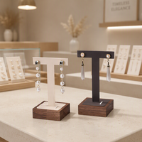Présentoir à boucles d'oreilles en forme de T en gros, support organisateur de bijoux en bois massif, présentoir professionnel pour boucles d'oreilles