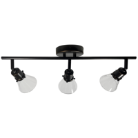Luminaire à rail fixe à 3 lumières E12/E14 avec douille, abat-jour en verre transparent, finition marron, lustres d'intérieur de style simple européen, lampes suspendues