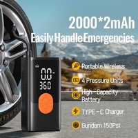 Car Motorcycle Bike Ball ABS Emergency Light Portable Electric Tire Inflator Pump 12V 150PSI Wireless Digital Display Air