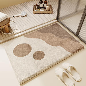 Tapis de sol rectangulaire en fausse fourrure de cachemire au design géométrique simple, absorbant, pour la maison et la salle de bain, lavable en machine - Product Image 5