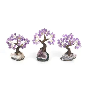 Wholesale natural crystal gravel tree Amethyst Cluster Base Crystal Tree Crafts for Decoration
