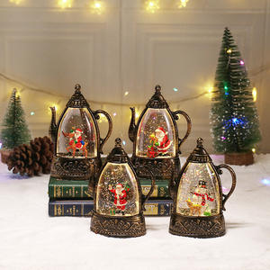 Decorazioni Natalizie, Lampada a Olio Portatile in Plastica a Forma di Babbo Natale, Lanterna a Vento, Ornamento da Tavolo, Luce Notturna Atmosferica - Product Image 1