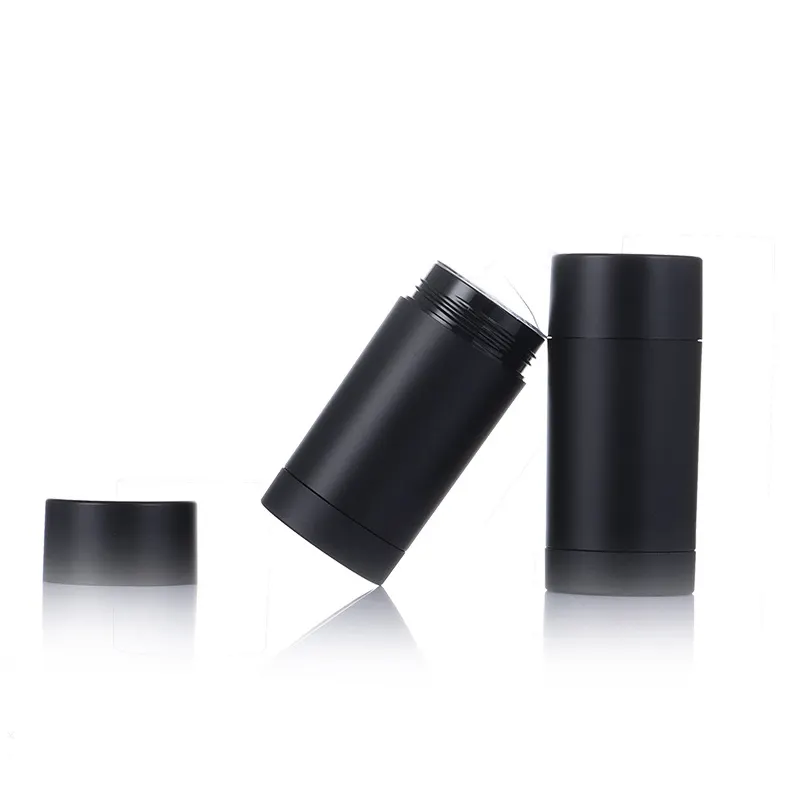 15G Mini Deodorant Sticker Containers Empty Frosted Black Color Individual Logo 50G Round Shape Plastic Deodorant Tube