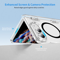 JUNBO Étui pour iPhone Duo Fold, aimant renforcé avec coque transparente magnétique sans fil, étui pour téléphone Surface Duo
