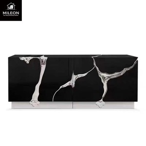 Buffet de luxe <span class=keywords><strong>miroir</strong></span> avec pieds sculptés abstraits dorés, meuble de rangement décoratif haut de gamme pour salon de villa - Product Image 4
