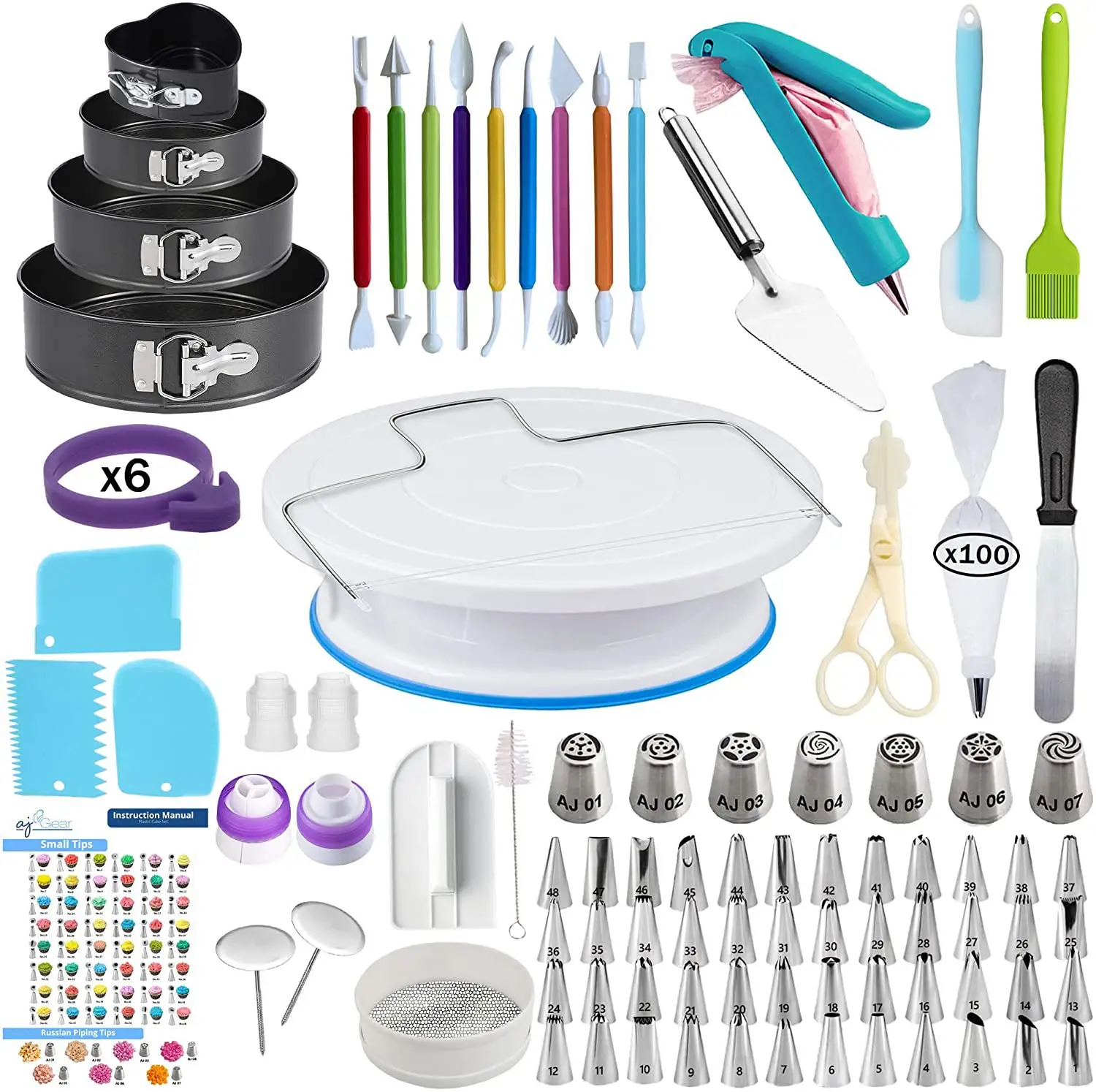 Cake Decorating Supplies Kit Baking and Piping Set of 194PCS Decoration Tools Starter Guide