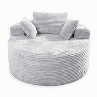 Fauteuil Chesterfield surdimensionné en velours à accoudoirs ronds 133 cm |   Fauteuil rembourré avec texture en velours côtelé |   Couleurs personnalisées OEM