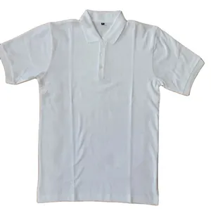 Maglietta da uomo con colletto bianco in tinta unita in cotone personalizzato morbido e confortevole, collo a Polo, vestibilità regolare, mezze maniche, camicie da golf