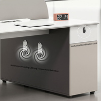 Poste de travail modulaire pour bureau avec cloison, table de travail pour employés avec serrure à combinaison mécanique et ventilateur de refroidissement pour employés de bureau