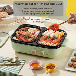 Mouchang Brand Grill with Hot Pot, Non-Stick Electric Pot for <strong>BBQ</strong>, Egg, Steaks, <strong>Shabu</strong> and Noodle 2 in 1 Hot Pot and Griddle