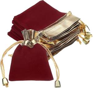 Bolsas de Joyería con Cordón de Terciopelo Ecológicas, Bolsas de Regalo para Recuerdos de Fiesta de Bodas, Empaque de Dulces, Almacenamiento Personalizable, Rojo Oscuro - Product Image 1