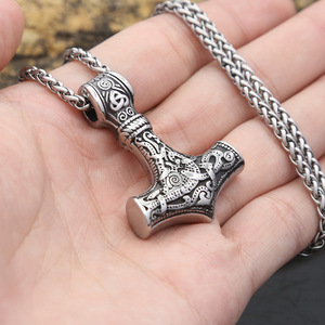 Colgante de martillo de Thor vikingo y único, collar unisex de acero inoxidable, regalo, joyería de moda - Product Image 4