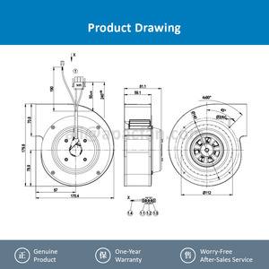 Ventilador Centrífugo Industrial EC para Gabinete Rittal G3G133-DJ01-13, 230 VCA, 50 W, 0.46 A, 133 mm, 2100 RPM, Carcasa de Acero, OEM, Rodamiento de Bolas - Product Image 4