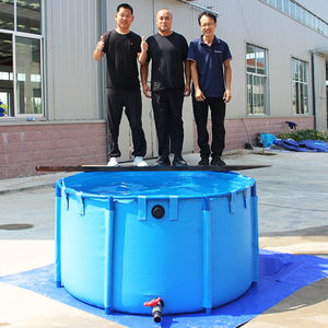 Étang à poissons d'<span class=keywords><strong>aquaculture</strong></span> en plastique commercial | Réservoir d'élevage de poissons mobile avec support de tuyau galvanisé - Product Image 2