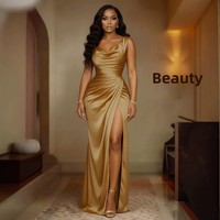 Robe élégante unie sans manches à col en U plissée taille haute ajustée pour soirée, danse, plage, mariage, bal de promo pour femme