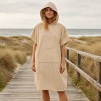 Poncho de plage en microfibre imprimé par sublimation, à capuche, pour le surf, séchage rapide, serviette portable pour adultes