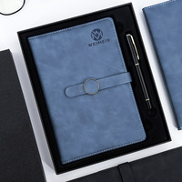 Carnet de notes personnalisé en cuir PU bleu marine avec logo personnalisé, format A4, A5, A6, B5, avec spirale, coffret cadeau
