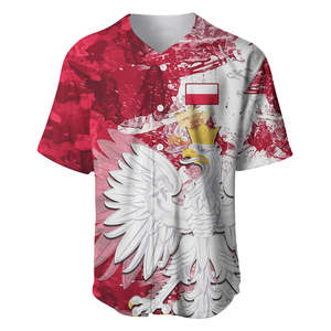Día DE LA Constitución de <span class=keywords><strong>Polonia</strong></span> Jersey de béisbol <span class=keywords><strong>Escudo</strong></span> DE ARMAS Estilo Grunge Venta al por mayor MOQ bajo Camisetas de béisbol de gran tamaño con botones - Product Image 2