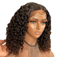 Nouvelles perruques sans lacets fabriquées à la machine, style européen et américain, pour femmes, coupe bob, noir naturel, raie au milieu, courtes et bouclées, résistantes à la chaleur.
