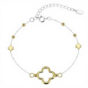 เครื่องประดับแฟชั่นเงินแท้ 925 สร้อยข้อมือรูปใบโคลเวอร์สี่แฉก ดีไซน์ทันสมัยสำหรับเด็กและผู้หญิง ชุบทองหรูหรา ขายส่งจากโรงงาน - Product Image 2