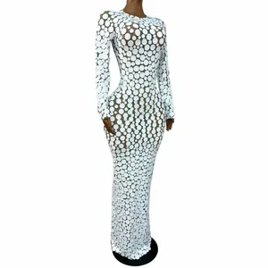 Abito Lungo <span class=keywords><strong>da</strong></span> Donna in Tulle Bianco a Pois, Elegante e Sexy per Serate, Matrimoni, Servizi Fotografici e Spettacoli - Product Image 5