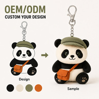 Porte-clés en peluche personnalisé Panda mignon, personnage en peluche doux, breloque pour sac à dos d'étudiant, jouet en peluche en gros