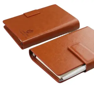 Factory Price PU Leather Cover 6 Ringbinder Organizer With Cardholder And Megnetic Closure