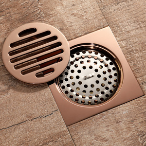 Desagüe de suelo moderno minimalista en oro rosa, antirollos, de latón macizo, cuadrado, con brida para ducha, inserto para azulejo, de largo alcance, 10x10cm para - Product Image 3